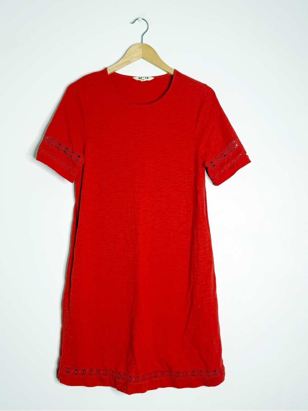 Boden Red Hattie Jersey T-Shirt Dress Trim Short Sleeve Size US 10